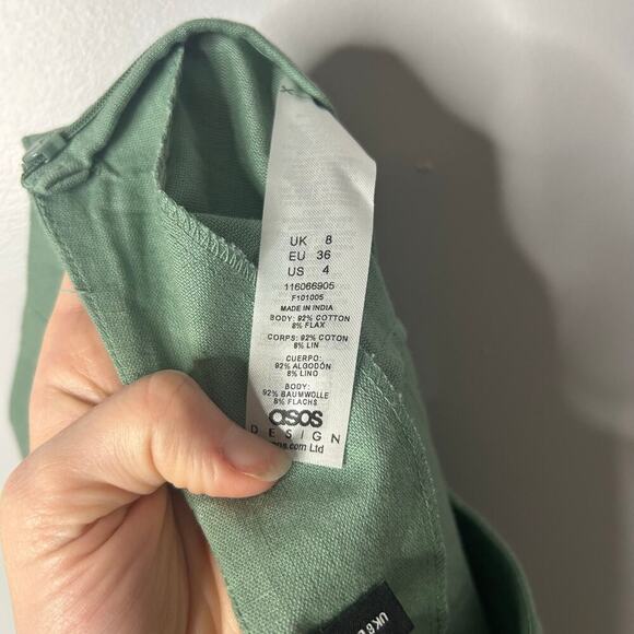 ASOS High Waisted Flax Blend Maxi Skirt High Slit Women’s 4 Green Bodycon Sexy - Picture 11 of 11